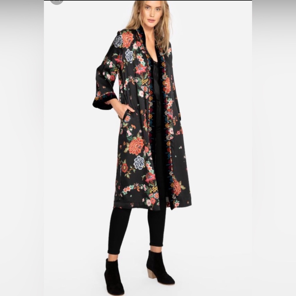Johnny Was Workshop Velvet & Silk Floral Kimono